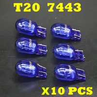 10 pièces - 7443 W21-5W XENON T20 Natural Blue Glass 12V 21-5W W3x16q Double Filament Super White Car Bulb