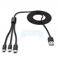 Cable de charge long universel multi 3 en 1 pour iphone, adaptateur triple tressé en nylon 3M/10ft Lightning + USB C + Micro USB pou