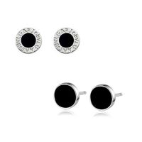 Lot de 2 paires de Boucles d’oreilles  clou en argent 925 avec pierre de zircon noir unisexe style simple et brillant
