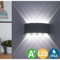 AuTech® Applique Murale LED 8W Intérieur Lampe Murale Moderne Noir Carré Up Down en Aluminium Eclairage Décoration Blanc Froid