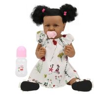 Fdit fille de bébé renaissance à la main 23in Reborn Baby Doll Set Handmade Black Hair Skin Girl Doll Fashion Child Toys Gift