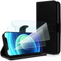 Pack 2 Protections d'écran + Étui Portefeuille (Noir 4-D) pour Hisense Infinity H12 Lite