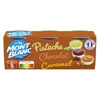 LOT DE 6 - MONT BLANC - Crème Dessert Multi Variétés Chocolat Caramel Pistache - 750 g