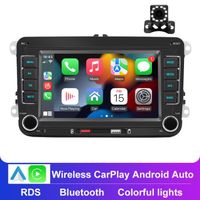 Autoradio MP5 7 " Bluetooth CarPlay et Android Auto sans fil Mirrorlink Fonction RDS pour VW-Passat-Touran-Caddy -Jetta avec Caméra