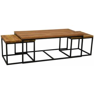 TABLE BASSE Table basse modulable en bois recyclé - Marque - Modèle - Métal - Bois recyclé - Industriel - Loft