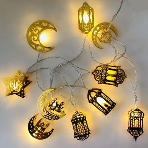 Acheter Guirlande de rideau étoile et lune, aide lumineuse EID Mubarak,  décoration du Ramadan pour la maison, fournitures de fête musulmane arabe  islamique