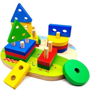 Jouet Enfant 2 Ans Geometriques En Bois Puzzles Pour Bebe Cdiscount