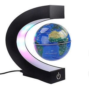 GLOBE TERRESTRE TRESORS- Globe terrestre flottant avec LED colores en forme de C bande magntique anti-gravit carte du monde rotative pour