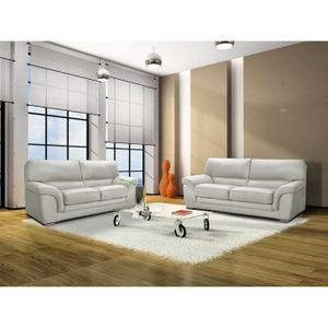 Canape Cuir Clara 3 Places Blanc Achat Vente Canape