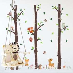 STICKERS Huiya- Stickers Muraux Grand Arbre Animaux Fort Arbre Autocollant Mural Hibou Renard Cerf Dcoration Murale Chambre Bb