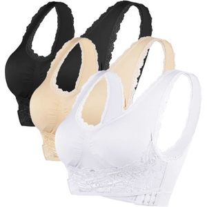 SOUTIEN-GORGE 3 Pièces Soutien Gorge sans Armature de Sport Femme sans Couture sans Fil en Dentelle Push Up Brassiere Sport