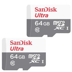 CARTE MÉMOIRE 2pcs Sandisk Ultra micro SD SDXC 64 Go Classe 10 U