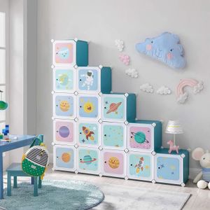 Armoire Modulable de Rangement Enfant 12 Cubes, Meuble Rangement, pour  Jouets, Vêtements, Chaussures, Sacs d'École - Cdiscount Maison