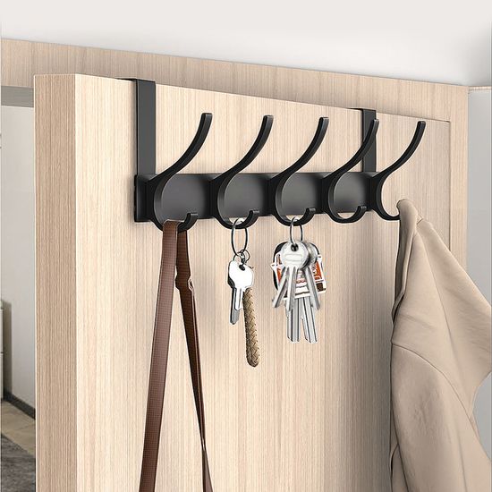 Porte-manteau Mural 8 Crochets - Alliage Aluminium, Charge 10 Kg/crochet, Installation Facile, Pour Salle De Bain/chambre