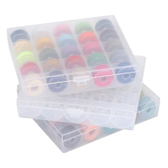 SEWOART Boîte à Canette Pour Machine à Coudre Transparente 25 Compartiments 3 Pièces Organisateur De Bobines Léger Tiroir Rangement Pour Artisanat Voyage Couture