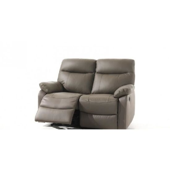 L Idaho Canape Relax Electrique 2 Personnes Cuir Gris Olive