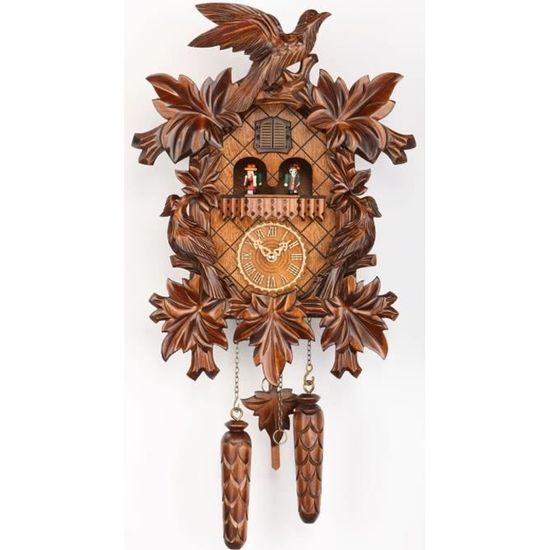 Horloge à coucou à quartz avec musique 7 feuilles TU 369 QMT HZZG Noyer Cdiscount Maison