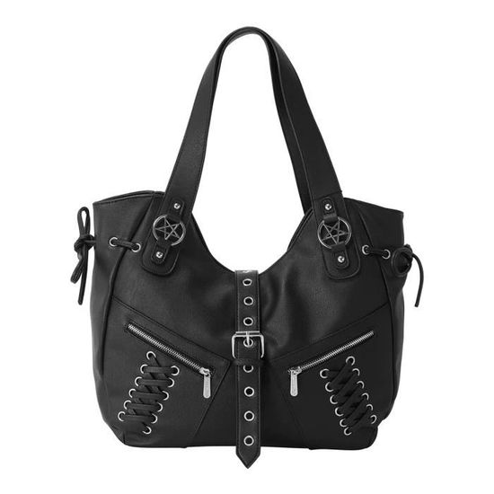 Sac ?� main noir avec pentacle et la?�age Killjoy KILLSTAR goth witch aille unique Noir 