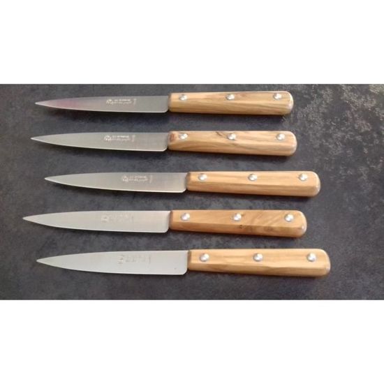 Ensemble de six couteaux avec manche en bois d'olivier