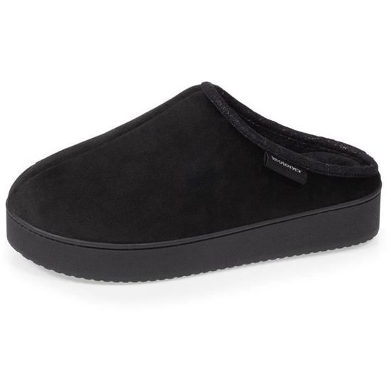 Chaussons Mules Femme Isotoner - Plateforme 3,5 Cm - Velours Matelassé - Lavable Machine - Confort Ultime - 9
