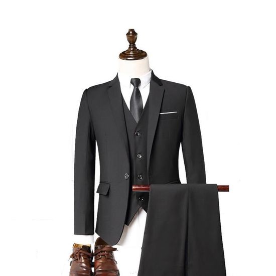 Blazer Homme Allthemen Slim Fit - Veste Costume 2 Boutons Noir Polyester-Viscose