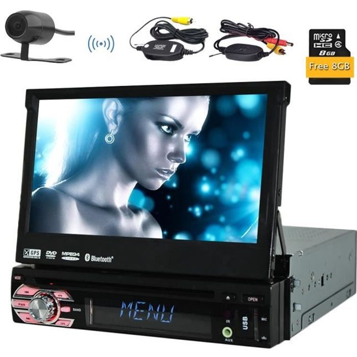 Caméra sans fil inclus! Eincar simple DIN GPS voiture DVD Lecteur CD Autoradio Support SD - USB - AUX - iPod Bluetooth Connexion 7