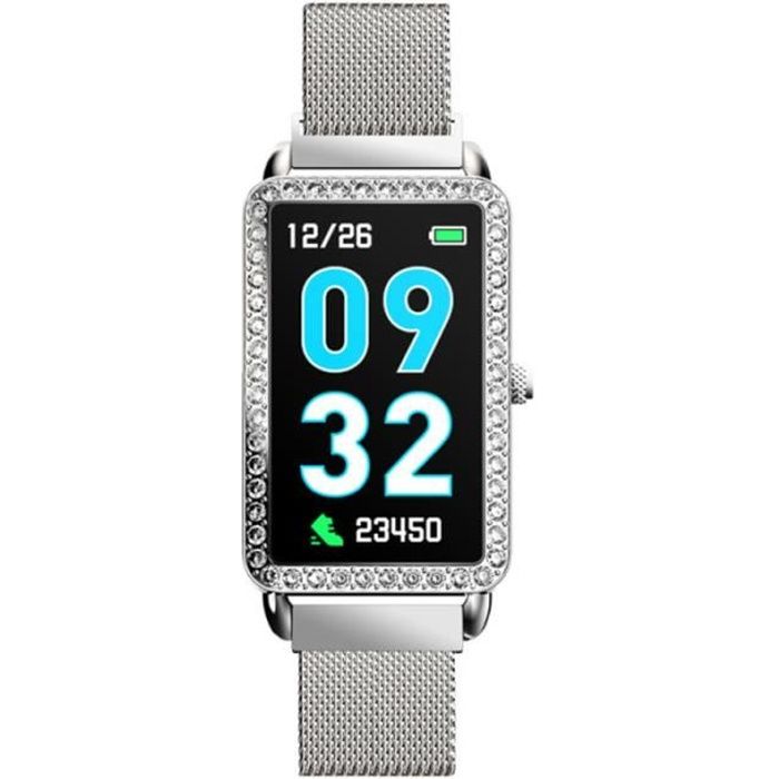 Montre Connectée Femmes Argent, IP67 Étanche Comptant Message Rappel Montre Sport Intelligente Cadeau