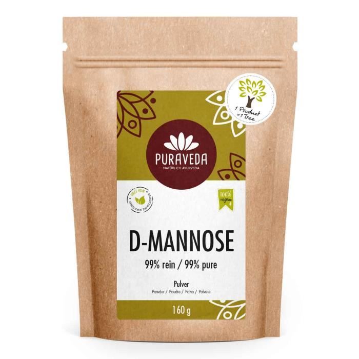 D-Mannose en poudre - Sachet de 160g - Made in Germany - Végan, naturel - Sans allergènes