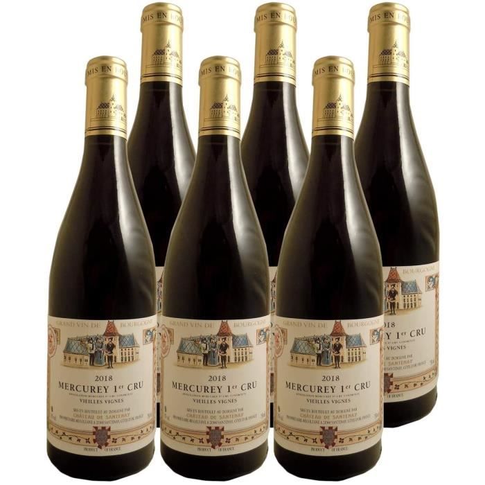 VIN ROUGE Mercurey 1er Cru Vieilles Vignes Rouge 2018 - Château de Santenay - Vin AOC Rouge de Bourgogne - Cépage P166
