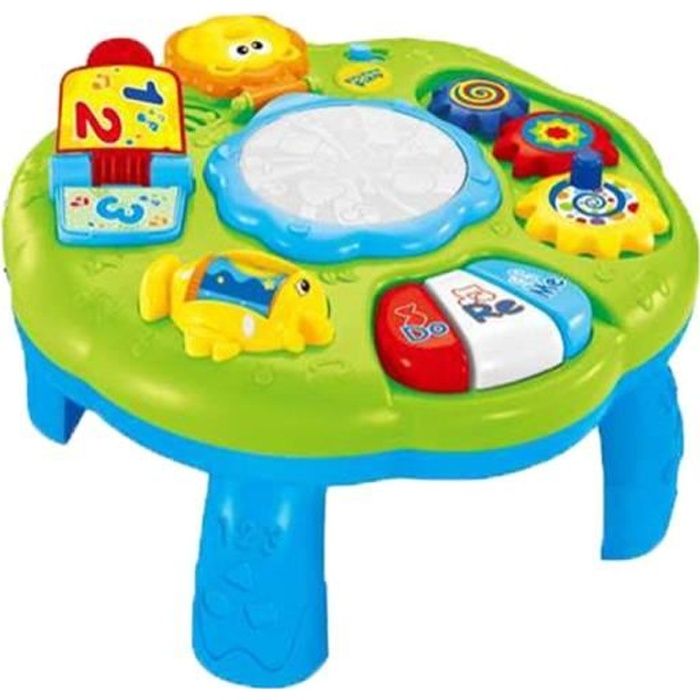 Table d'activité Tambour Bébé Jouet Musical avec Lumières Jeux Éducatifs Cadeau pour Bébé Garçons Filles 18 Mois 1 2 3 Ans 18x30cm