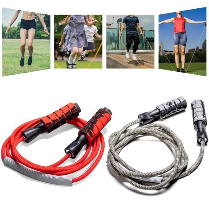 Fitness Corde à sauter de vitesse professionnelle Réglable 3M Roulement Sauter Corde Vitesse Fitness Aérobie Exercice De Saut Gris