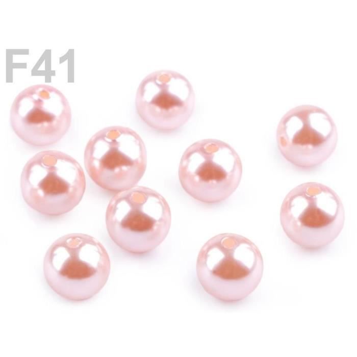 10g F41 Saumon en Plastique Imitation Perles de Nacre coup d'Œil Ø10mm, Large Tirant Trou, Et la FIMO