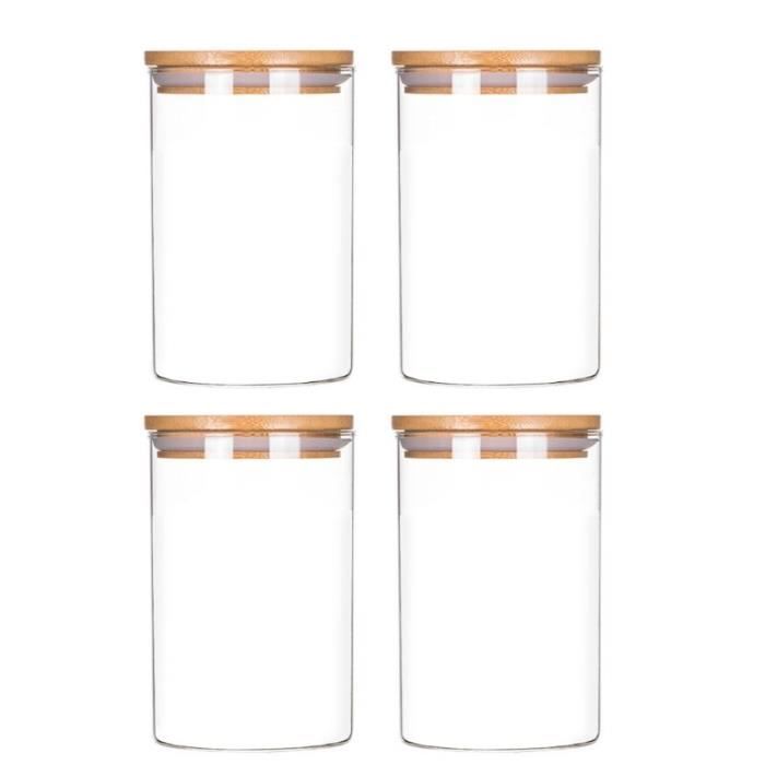 Bocal scellé en verre avec couvercle en bois de bambou, 1200ML, pour conserver les aliments, conserver le café, les grains, les noi