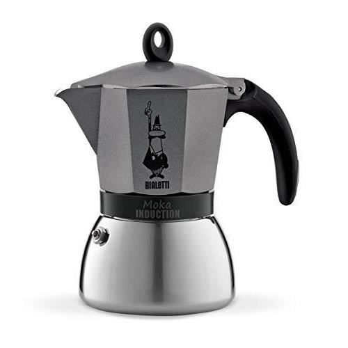 Bialetti 0004823/X4 Moka Cafetière Italienne pour l'Induction, 190 W, 6 Cups, Gris Antracite