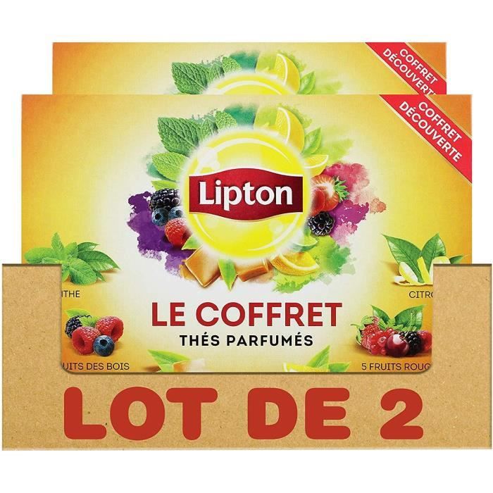 Lipton Coffret Thés Parfumés Assortiment de Thés Verts et Thés Noirs, Label Rainforest Alliance 120 Sachets (Lot de 2x60 Sachets)