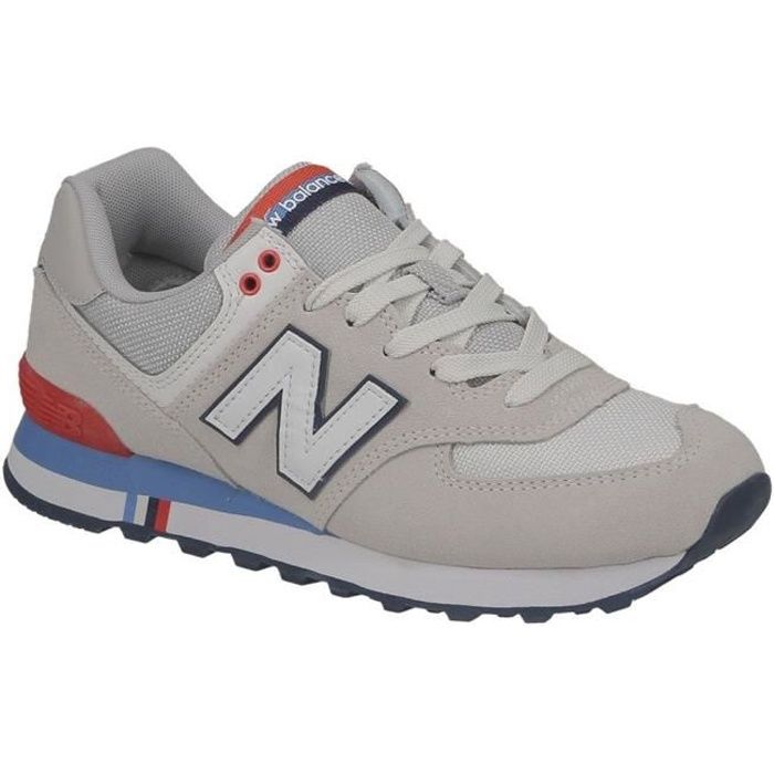 Basket homme New Balance ML574 NCR gris, bleu et rouge.