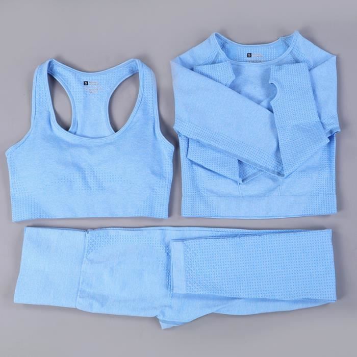 Brassiere De Sport femme - Ensemble 3 pièces Brassiere De Sport Classique mode - bleu YH™