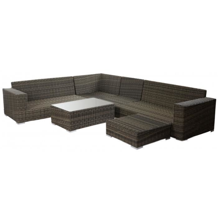 Salon de jardin en polyrotin et aluminium avec Coussin 100% polyester
