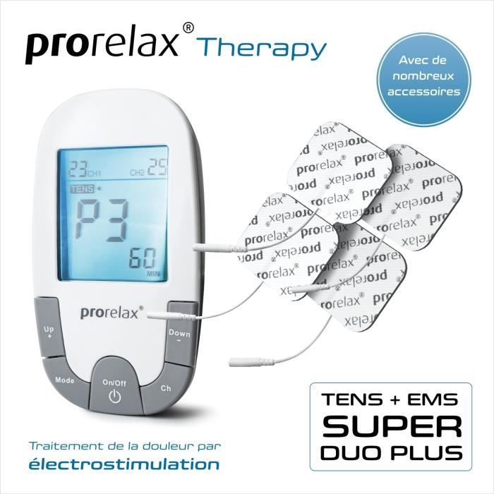 prorelax TENS/EMS Super Duo Plus | Appareil d'électrostimulation | 2 thérapies avec un seul appareil