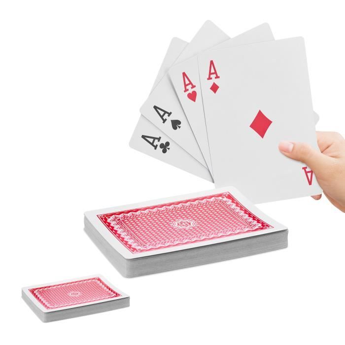2 x Jumbo Pokerkarten, 108 Karten, wasserfeste XXL-Kunststoffspielkarten, Spaßgeschenk oder Deko,18 x 13 cm, bunt - 4052025273835