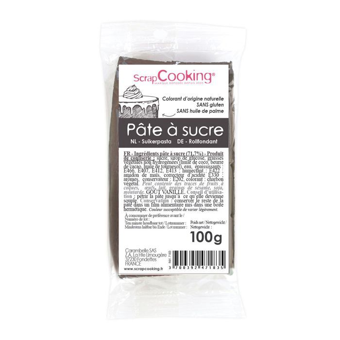 Pâte à sucre gris (vanille) - qualité pro. - 10...