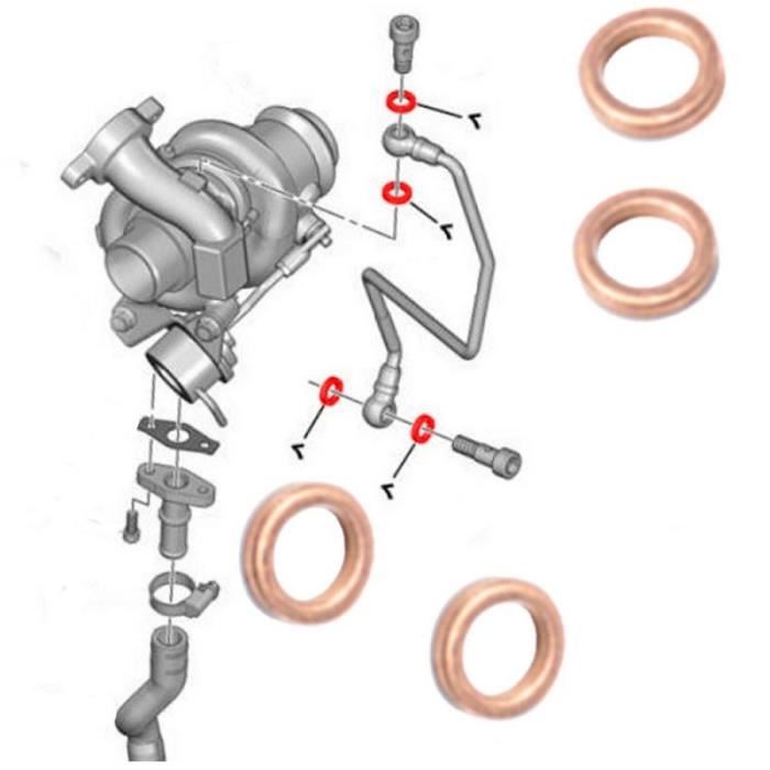 Jeu de 4 Joints pour vis banjos TURBO 1.4 1.6 2.0 Hdi TDCi 3M5Q9P431AA 9400157089 0157.08