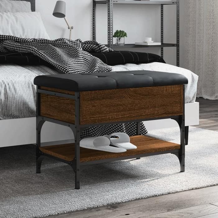 Banc à Chaussures VidaXL Avec Siège Coussin - Rangement Moderne Sonoma Gris 102x32x50 Cm