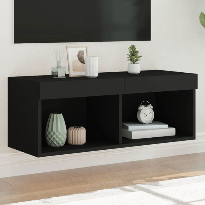 vidaXL Meuble TV avec Lumières LED Armoire de Télévision Murale avec Rangement Meuble Télé Suspendu Salon Salle de Séjour 837143