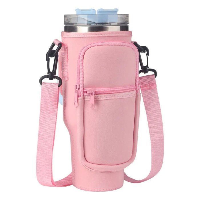 WALLFID Porte-Bouteille Néoprène Avec Sangle Réglable - Compatible Gobelet 40oz Stanley Avec Poignée Et Poches De Rangement