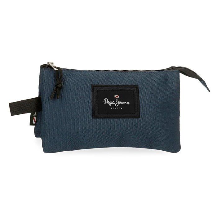 Astuccio Triplo Pepe Jeans Jane - 22x12x5cm, Poliestere, Blu Con Manico - Foto 9