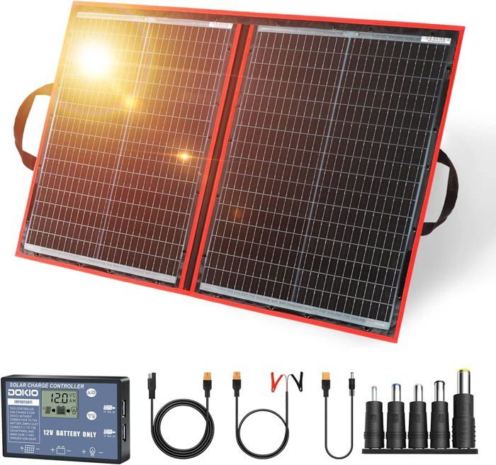 Kit Panneau Solaire 100W 12V Portable - Monocristallin Avec Contrôleur, étanche IP67 Pour Camping-car, Bateau
