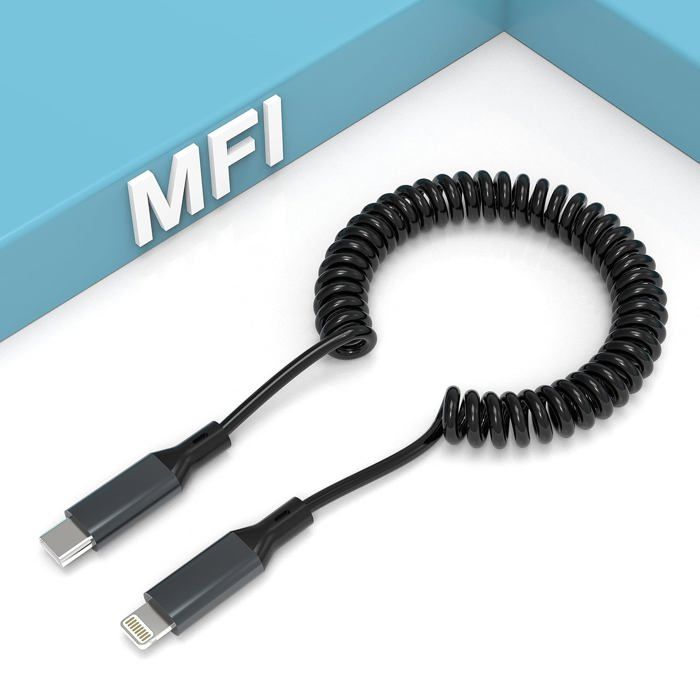 Cavo Caricatore IPhone Retrattile A Spirale USB A 8 Pin Per CarPlay E Sincronia Dati