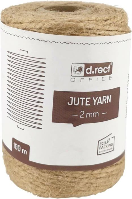 Ficelle De Jute Naturelle 100m 1,5mm - Corde Résistante Bricolage Décoration Emballage Cadeaux