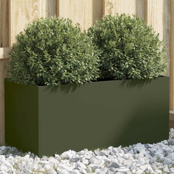vidaXL Jardinière Bac à Fleurs Pot de Plantes Boîte à Fleurs Jardinière Surélevée de Jardin Patio Terrasse Vert Olive 841592